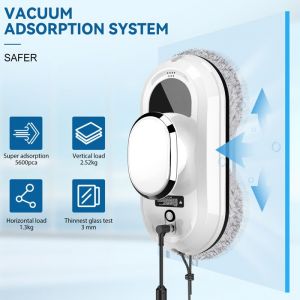 Robot aspirateur laveur de vitres robot laveur de vitres &eacute;lectrique verre limpiacristales t&eacute;l&eacute;commande et 10 Chiffons de Nettoyage