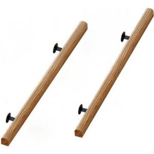 Main Courante d'escalier en Bois, Lot de 2 Contre Le Mur intérieur Loft Rampes âgées Couloir Statif avec 2 Supports Fixes, 50cm