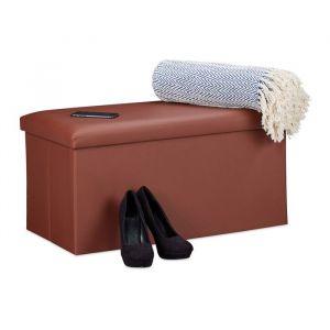 Relaxdays Banc pour rangement cuir synthétique pliable rembourré entrée chambre HLP 375 x 765 x 385 cm marron