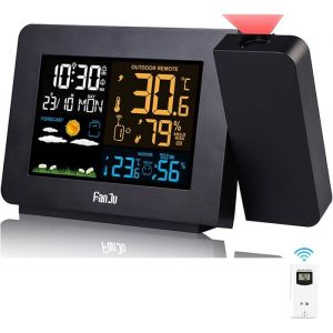 Station Météo Thermomètre Hygromètre sans Fil avec capteur Horloge météo à Projection thermomètre intérieur/extérieur