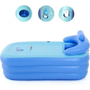 PVC Adulte Baignoire Gonflable Pliante Portable Bain D&eacute;tachable Chauffage Durable Bleu-keeper