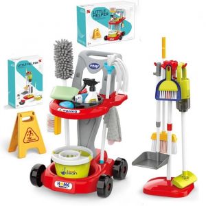 Chariot Menage Enfant Aspirateur Enfant Jouet 29PCS Trousse de Nettoyage pour Enfants &agrave; partir de 3 Ans Jouets De Nettoyage