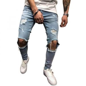 Moto Jeans Homme de Marque Pantalon Jeans de Moto Motorcycle Déchiré Homme Outdoor Coton Hit hop Casual Denim Pantalon Homme