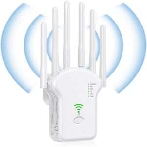 Répéteur WiFi ExterieurRepeteur WiFi Puissant 1200Mbps Repeteur WiFi 6 AntennesAmplificateur WiFi sans Fil WiFi ExtenderSupporte
