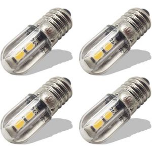 E10 Ampoule LED 220V 230V AC Voyant LED à économie dénergie 8mm Base à vis 3030 Blanc chaud (lot de 4)
