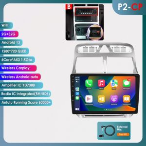 2+32G Lecteur multimédia de voiture Android pour Peugeot 307 SW 307CC 307SW 2006-2013 GPS Navi stéréo Audio tête unité AutoRadio