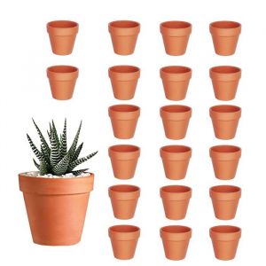 20 Terre Cuite Mini Pots de Plante/de Fleurs/de Poterie en Argile en Céramique avec Trou de Vidange (35 x 3 cm)