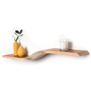 Etagère murale flottante - EWART WOODS - En bois merisier 60 cm - Design moderne courbé