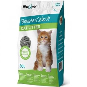 Liti&egrave;re papier pour chat - Breeder Celect - 30L - 99% papier recycl&eacute; - Absorbante - Biod&eacute;gradable