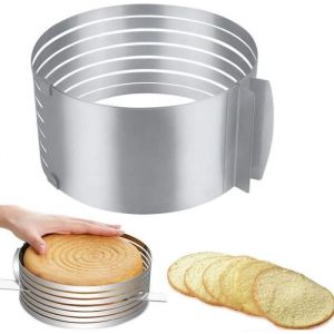 Cercle à Gâteau 6 à 8 Pouces Réglable Découpe à Génoise Rond en Acier INOX Moule à Pâtisserie Extensible Cercle à Entremet Diamètre