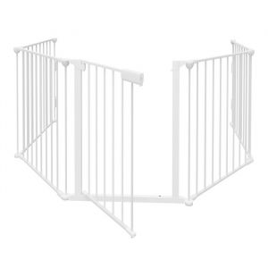 Eulenke Barrière de Sécurité 5x pour bébé Animaux Enfant 310x75cm Blanc Pare-Feu de Cheminée CAILLEBOTIS DE PROTECTION