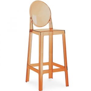 Tabouret de bar avec dossier Victoire - 75cm - Design Transparent Orange transparent