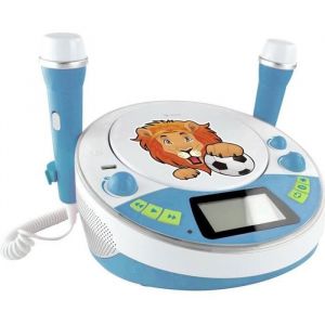 Lecteur CD pour enfants X4 Tech Bobby Joey Jam Box Bluetooth AUX CD USB SD avec fonction karaoké avec microphone bleu