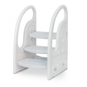 Onasti Marchepied pour enfants marchepied réglable en hauteur en trois étapes pour bébé main courante confortable Gris