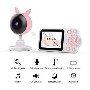 Babyphone vid&eacute;o sans fil moniteur pour b&eacute;b&eacute; Cam&eacute;ra b&eacute;b&eacute; sans fil 24 GHzcommunication bidirectionnelle vision nocturne - rose