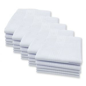 Mouchoirs blancs PASSIONOVA 25pcs 40x40cm blancs homme mouchoir carr&eacute; en coton mouchoirs en tissu l&eacute;ger et pratique mouchoirs homme