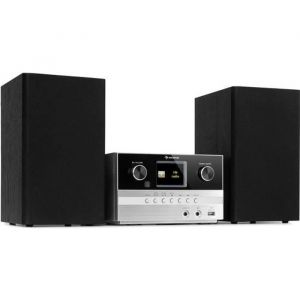 auna Connect System S Chaîne stéréo avec radio Internet - DAB + - USB - Lecteur CD - Enceintes intégrées 20W max. - Argent