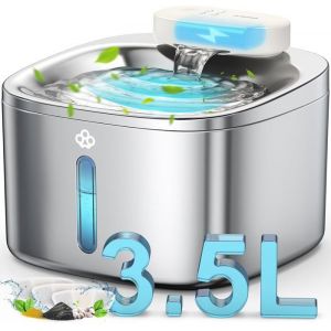 Fontaine À Chat Sans Fil Abreuvoir 3.5L Pour Chat En Acier Inoxydable Batterie 5000Mah Fontaine À Eau Pour Chat Avec Détecteu