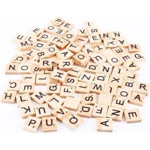 Jeu de lettres en bois - Scrabble - 100 pcs - Lettres noires - Enfant 6 ans et plus
