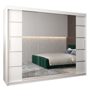 Armoire porte coulissante miroir Verona 4 250 250x200x62cm corps Blanc Mat ABIKSMEBLE