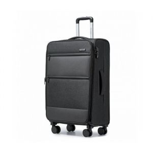 British Traveller Valise de Voyage Moyenne Taille Souple (70x43x25cm) - Valise de Soute à 4 Roulettes avec Serrure TSA Noir