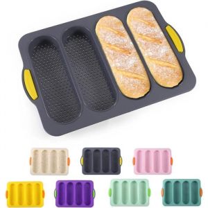 Moule À Baguette En Silicone Pour 4 BaguettesMoule À Pain Anti-Adhésif Pour La Cuisson Du PainMoule À Hot-DogMoule À Baguette[u4342]