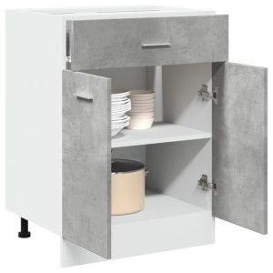 SALE 2025Commode bahut cuisine - Armoire de plancher à tiroir - Gris béton - 60x46x815 cm - Aggloméré233 Kg 4937