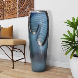 Fontaine Verre Jardin Int&eacute;rieur Ext&eacute;rieur  D&eacute;coration &Eacute;l&eacute;gante Design Moderne pour Maison Terrasse Patio 29x34.5x98 cm