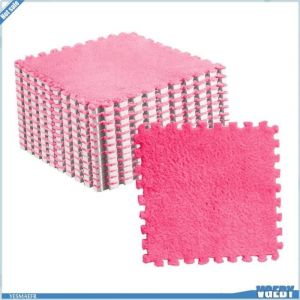 VGEBY Tuiles de tapis de sol en peluche Tapis de sol en mousse Puzzle en peluche carreaux puericulture deveil Rose Rouge