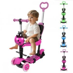 Trottinette pour Enfants 5 en 1 - MIPAN - R&eacute;glable - Avce 3 Roues LED &eacute;l&eacute;gantes - Trottinette Pliante - Max:50 kg - Rose