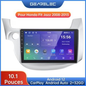 Gearelec Autoradio 10 Pouces Android pour Honda Fit Jazz 2008-2013 avec Carplay Andriod Auto GPS Navigation BT RDS WiFi