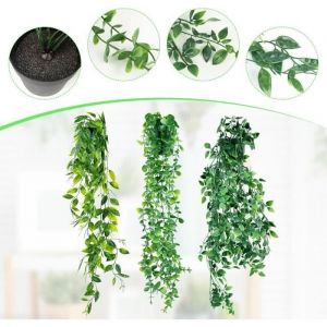 3 PCS Plante Artificielle Tombante Artificielle Lierre Grimpant Plante Vert avec Pots Ext&eacute;rieure Int&eacute;rieure Decoration pour Balco