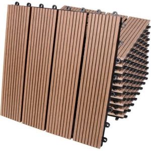Dalle de jardin clipsable en bois composite WPC - DEUBA - Terracotta - 30 x 30 cm - Résistant à leau