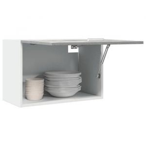 Prix bas - Meuble haut cuisine-Armoire suspendue haute qualit&eacute; Gris b&eacute;ton 60x31x40 cm Agglom&eacute;r&eacute; （285570865564)