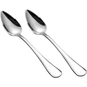 2 pi&egrave;ces Cuill&egrave;re &agrave; pamplemousse dentel&eacute;e cuill&egrave;re &agrave; pamplemousse en acier inoxydable cuill&egrave;res &agrave; fruits &agrave; moiti&eacute; dentel&eacute;es