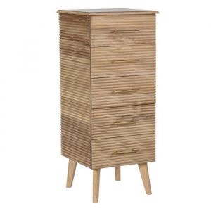 Chiffonnier meuble de rangement en bois de paulownia et MDF coloris marron clair - Longueur 42 x Profondeur 40 x hauteur 100 cm