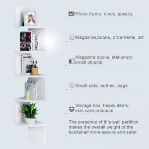 Etagère Murale Blanche - Unité dAngle ZigZag - Meuble de Coin Suspendu