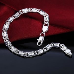 Bracelet en argent massif 925 pour femmes et hommes magnifique &agrave; la mode cha&icirc;ne breloque classique cadeau de [3DA8543]