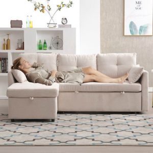 Canapé dangle canape convertible/réversible 4 placesCanapé lit 206×130×88cm avec coffre de rangement Intégré