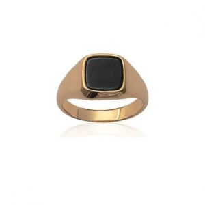 Bague Chevalière Onyx Plaqué Or 18 CARATS Tailles CHOIX 46 à T68 52