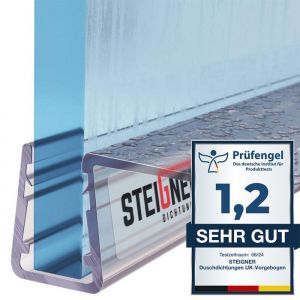 STEIGNER 80cm Joint d'étanchéité droit en PVC pour Paroi en Verre de Douche ou Baignoire, vitre 6/7/8 mm, Anti-Fuites d'Eau, UK11