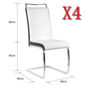 MIPAN. Lot de 4 Chaises de Salle &agrave; Manger-Chaise de Cuisine-Chaise Tapiss&eacute;e-Pour Salle &agrave; MangerCuisineSalon-Blanc et Noir