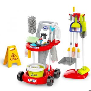 Ensemble De Nettoyage pour Enfant 29 Pièces Chariot de Ménage Enfant Jouet nettoyage Jeu de rôle Chariot Ménage + Aspirateur