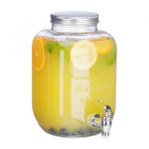 Relaxdays Distributeur de boisson 5 L limonade carafe verre robinet retro vintage fontaine boisson transparent