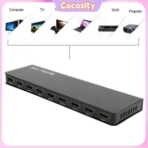 Cocosity S&eacute;parateur 100‑240V F118 8 Ports 1 In 8 Out R&eacute;partiteur HDMI 14 Audio Vid&eacute;o 1080P video videoprojecteur Bouchon UE