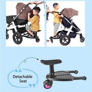 DEMEUBLE  Pied pour Poussette Universelle mini Planche à Roulettes pour Poussette à 360  Planche Poussette Pédale Roue rose