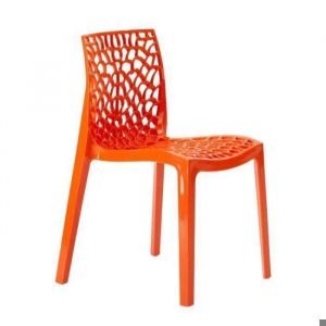 Chaise Polypropyl&egrave;ne Design Nid dAbeille de Jardin Bistrot Gruvyer Grand Soleil - Orange