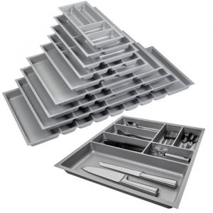 ORGA-BOX 3 Range-couverts Profondeur : 473 x Largeur : 491 mm gris argenté avec structure Canvas pour tiroirs de 60 cm