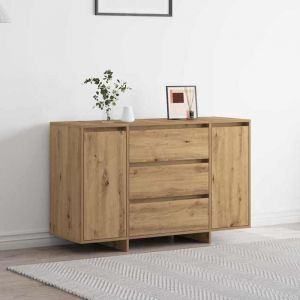 Marron Buffet de rangement - Vitrine bahut - armoire console Pour cuisine chêne artisanal 120 x 41 x 75cm - Bois dingénierie