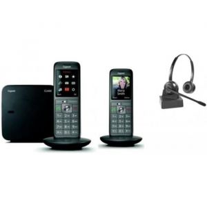 Cleyver - 2 Téléphones sans Fil Gigaset CL660 Technologie DECT Écran Couleur + Casque Cleyver ODHW15 sans Fil Duo Noir